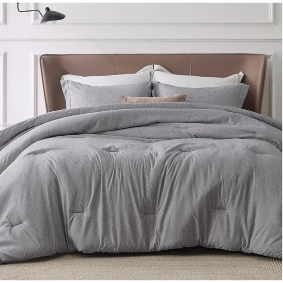 Bedsure Essentials Gray 1-Comforter & 2-Pillowshams Set Full Size 3pcs - Picture 2 of 11